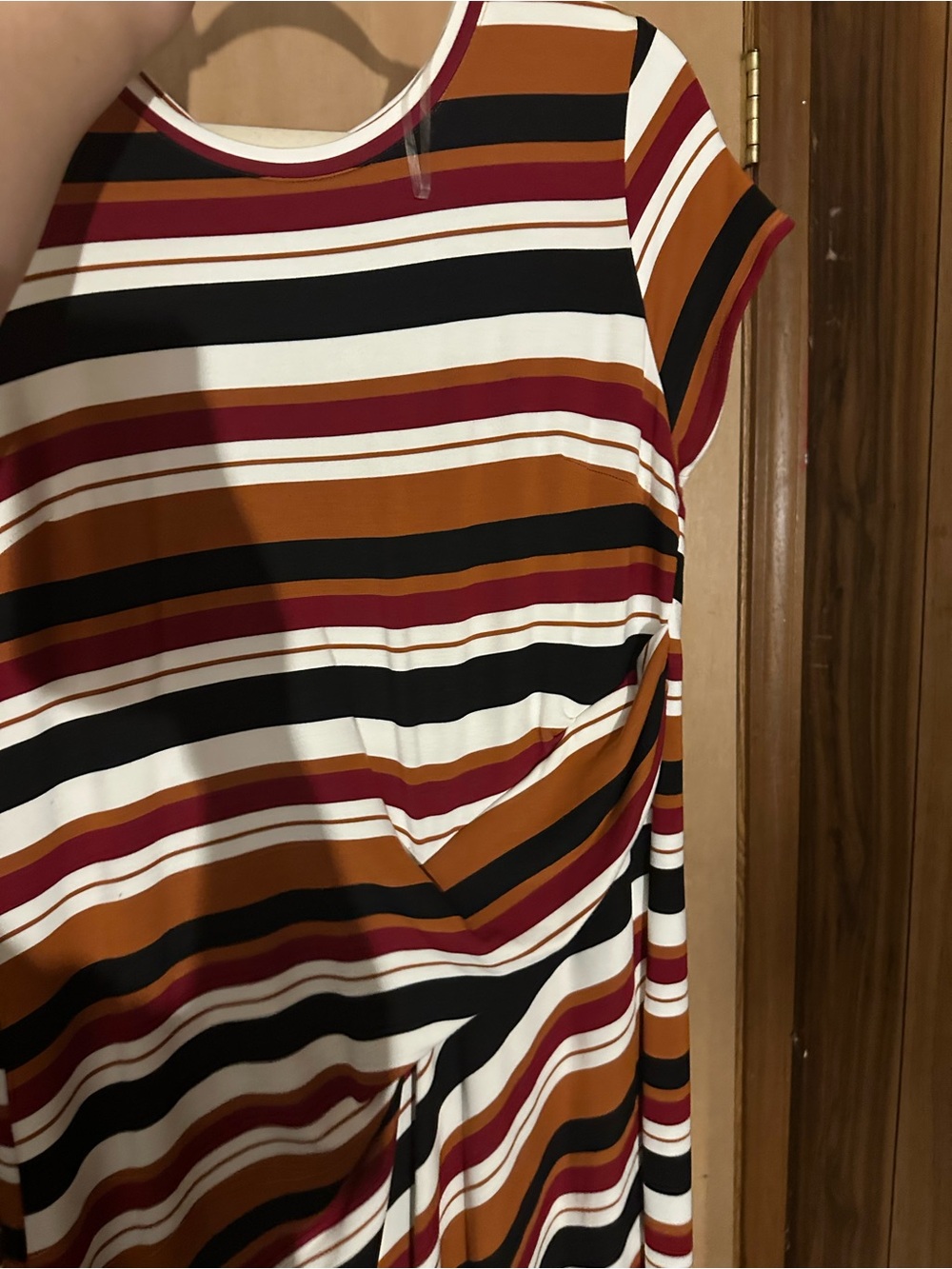 Liz Claiborne: Women's Striped Twist-Waist Dress in Rust, Black & White